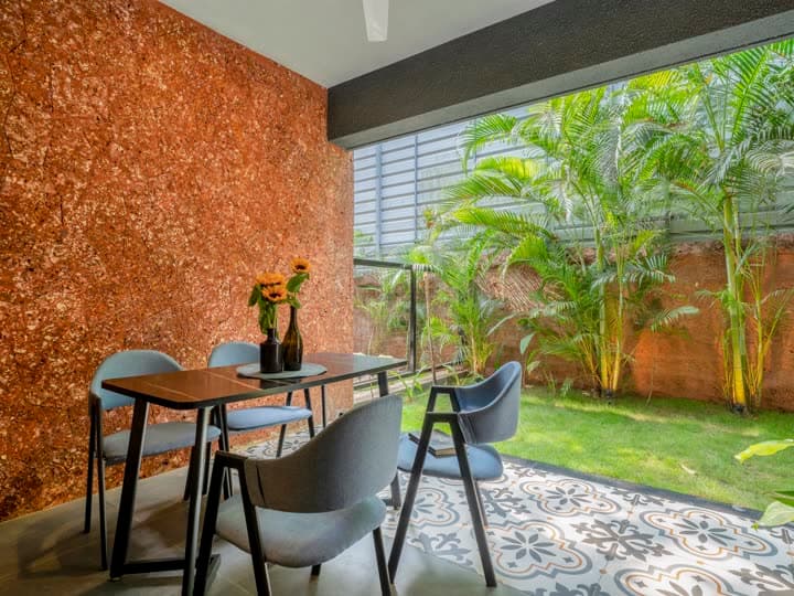 The outdoor dining area at a Nistula villa in Goa.