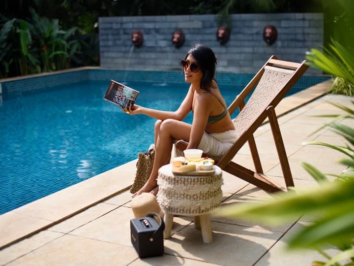 By the pool at a Nistula villa in Goa.