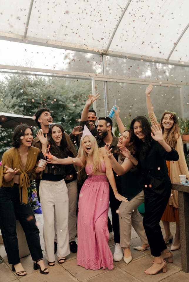 Confetti and good times with the team.