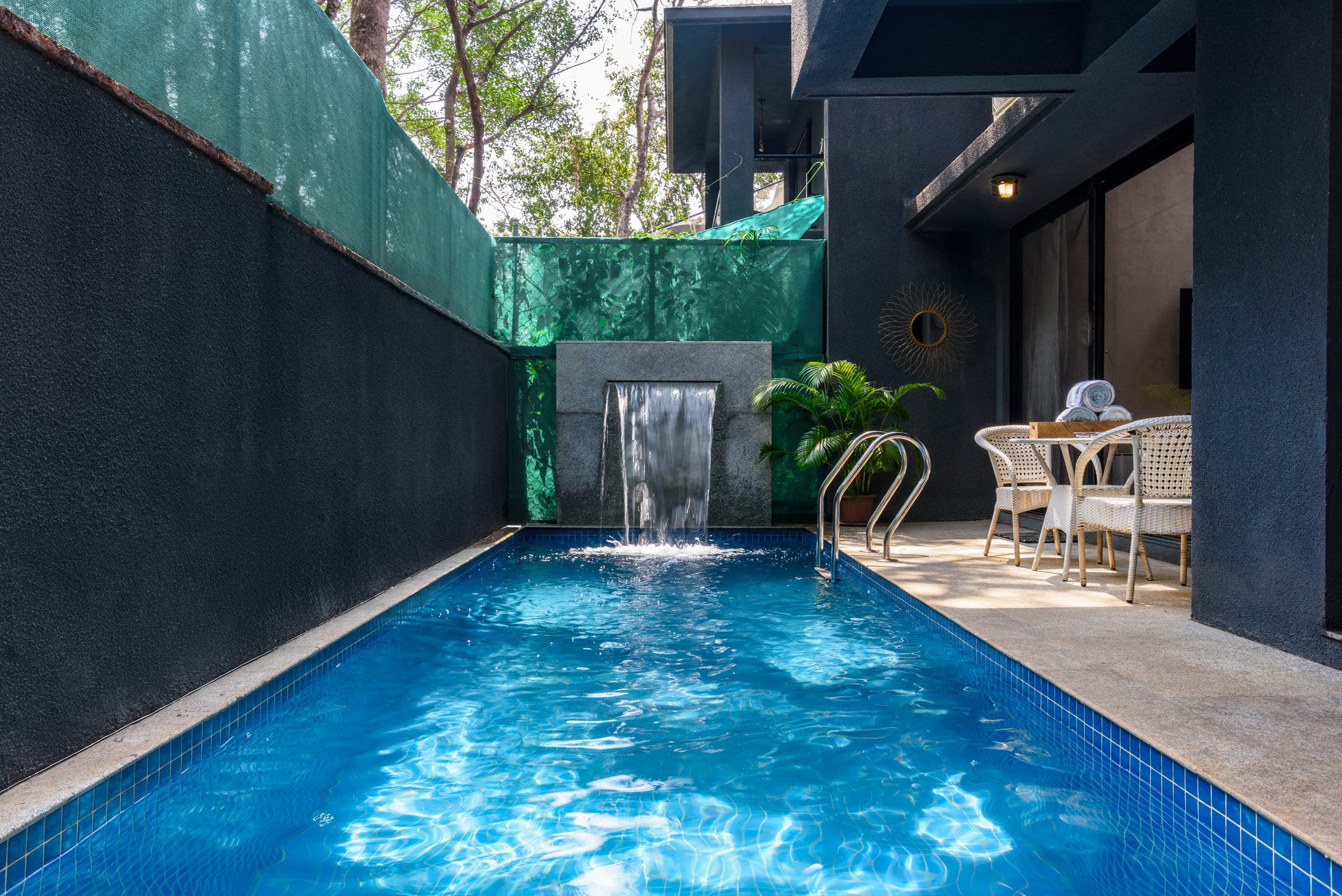 The villa pool, looking back toward the house.